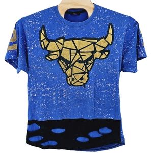 King Maker Chicago Bulls 23 Jordan Blue Paint Splatter T-Shirt XL‎